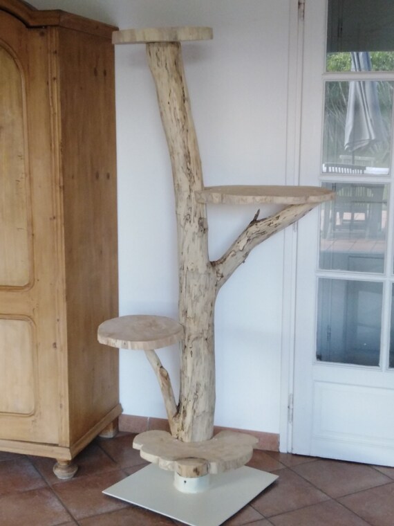 Arbre A Chat En Bois Flotte Blanchi Etsy