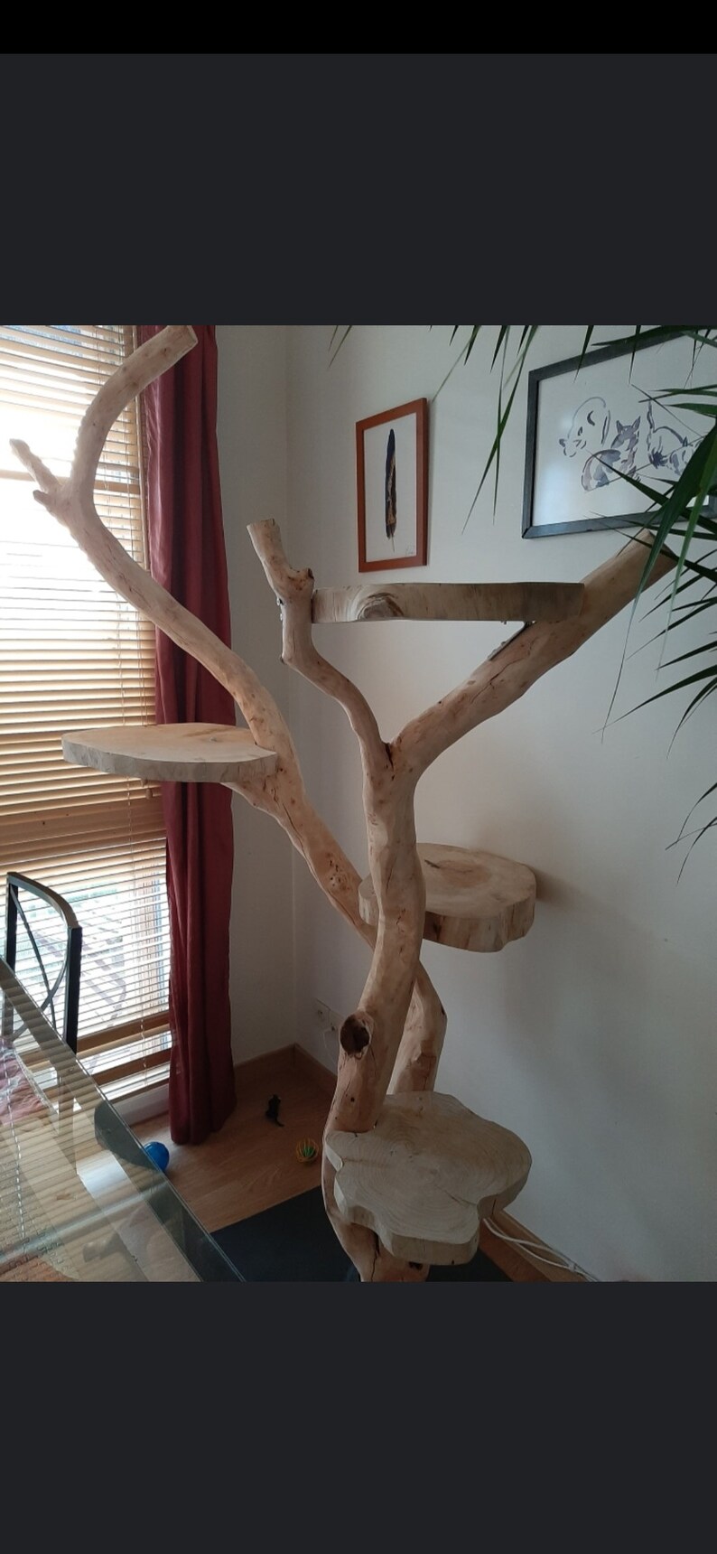 Natural wooden cat tree Etsy
