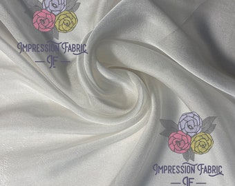 White 100% Silk Chiffon Fabric Sheer Dress Fabric By The Yard - 55.1" Wide