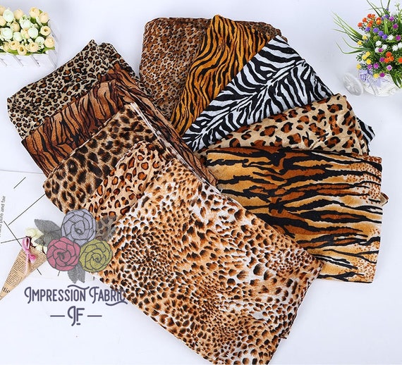 Animal Print Fabric, by the Yard, Leopard, Cheetah, Zebra, Giraffe, Tiger, Sewing  Fabric, Stretch Fabric 