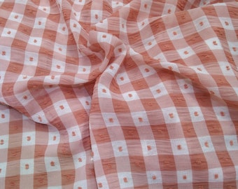 Jacquard Plaid Chiffon Fabric Lightweight Dress Fabric By The Yard - 59" Wide