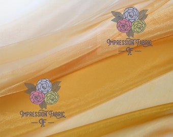 Yellow Ombre Chiffon Fabric, Lightweight Sheer Dress Fabric By The Yard - 58" Wide