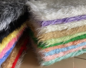 Mongolian Faux Fur Fabric, Blanket Fabric, Long Pile Faux Fur Fabric, Newborn Photo Prop,  By The Half Yard