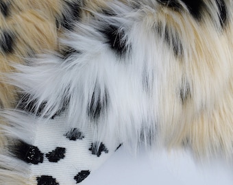 Spot Pattern Print Luxury Faux Fur Fabric Dot Soft Long Shaggy Pile Fur Fabric By The Yard