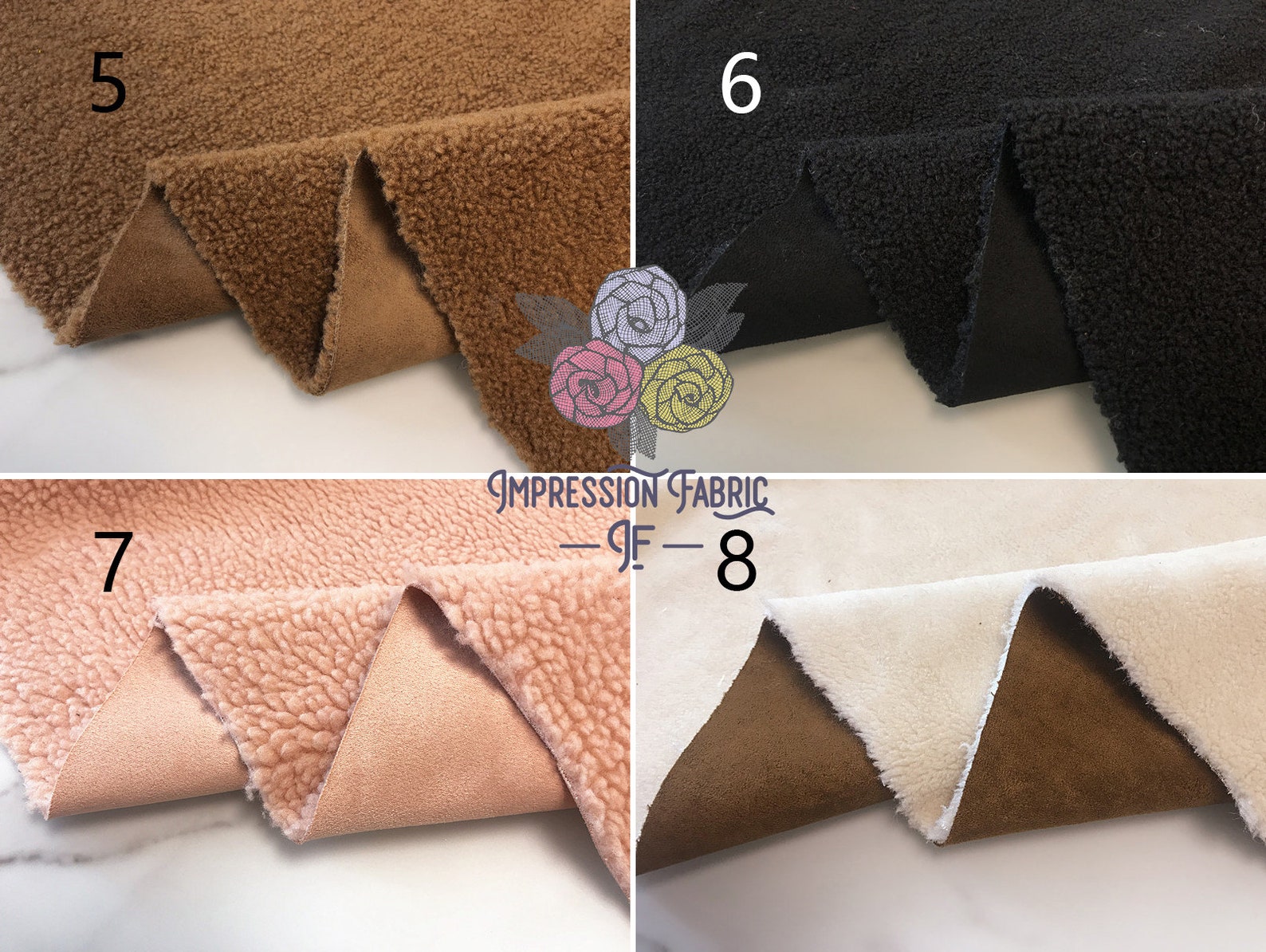 Bonded Sherpa Fabric Suede Fabric Faux fur fabric Winter Etsy