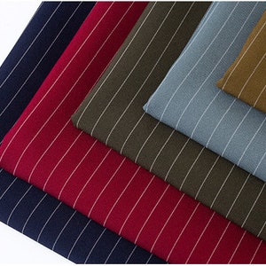 Simple Stripe Suit Fabric, Stretch Polyester Spandex Suiting Fabric By The Yard