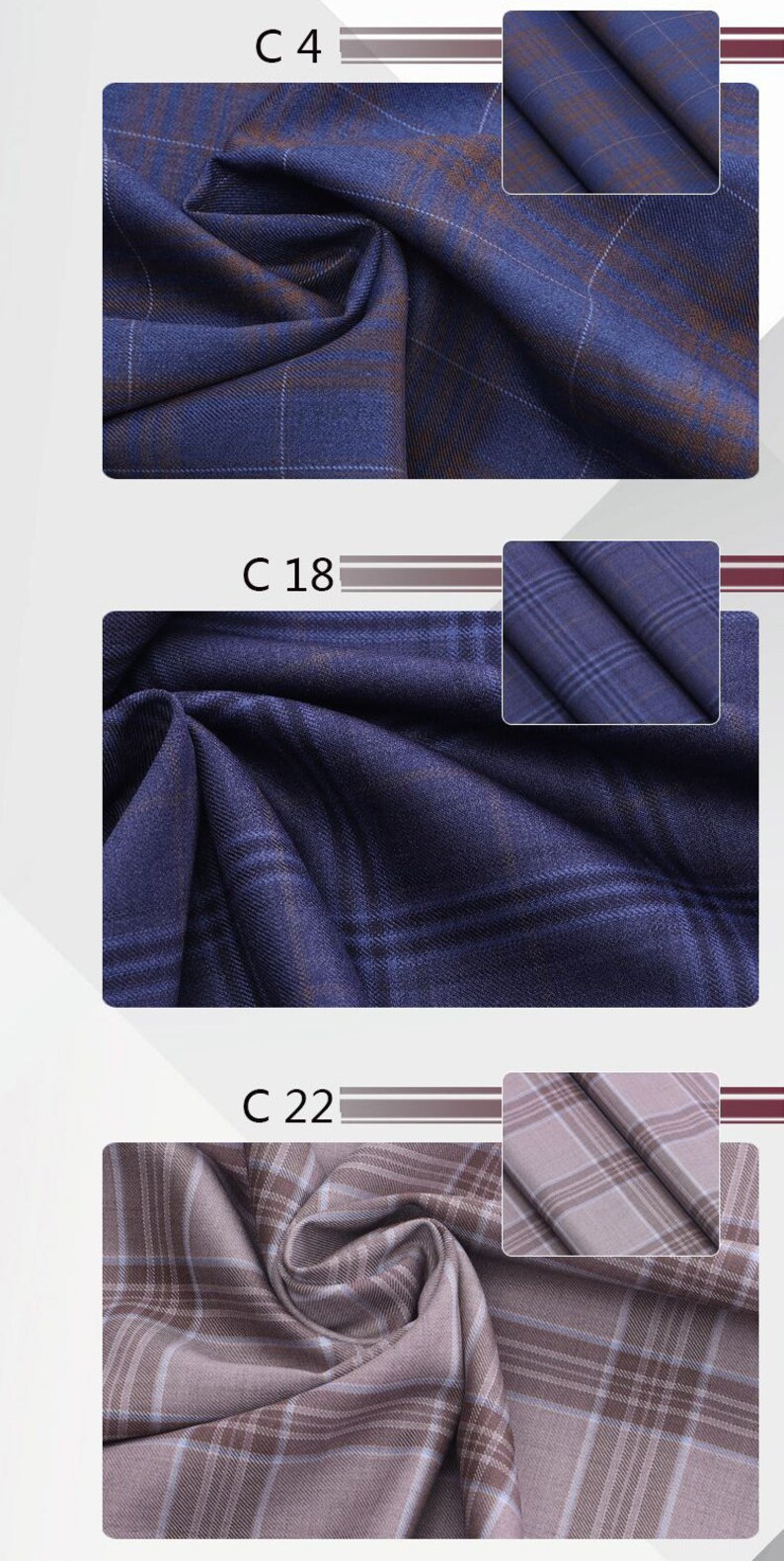 50% Merino Wool Worsted Suiting Fabric Plaid Suit Fabric by - Etsy