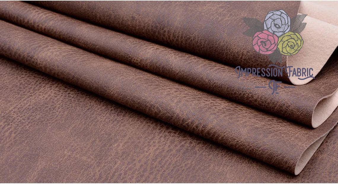 Faux Leather Fabric by the Yard, Crazy Horse Leather Fake Leather  Upholstery Fabric 