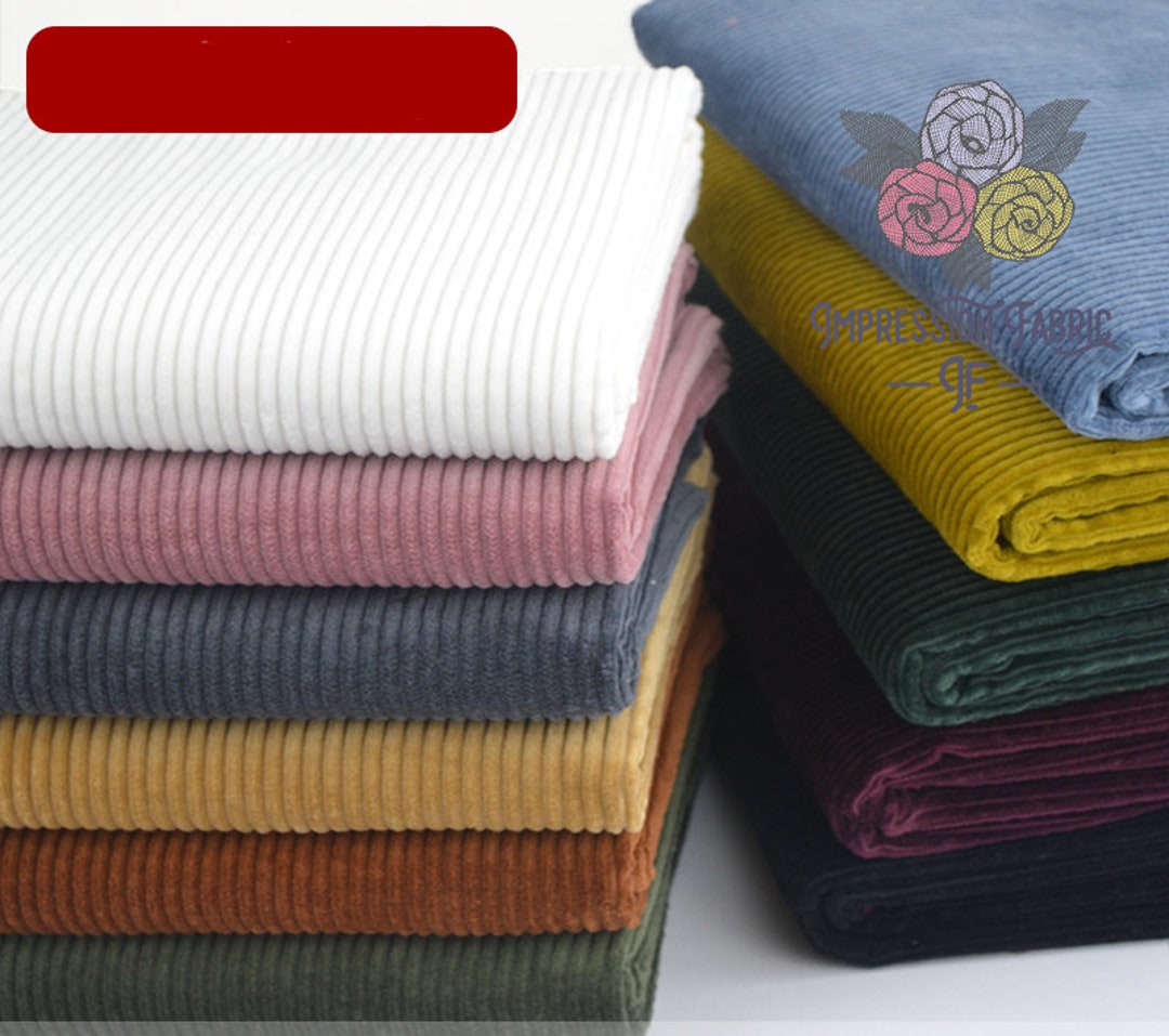 6 Wales 100 Cotton Corduroy Fabric, Sewing Fabric, Solid, by the Half