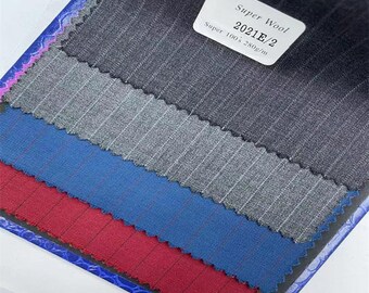 50% Merino Wool Suiting Fabric Worsted Stripe Suit Fabric By The Yard