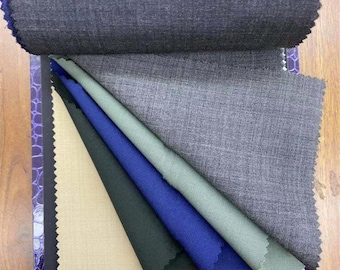 50% Merino Wool Suit Fabric, Solid Lightweight Stretch Suiting Fabric By The Yard