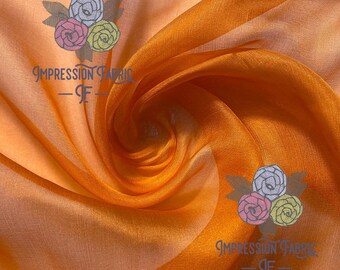 Orange 100% Silk Chiffon Fabric Sheer Dress Fabric By The Yard - 55.1" Wide