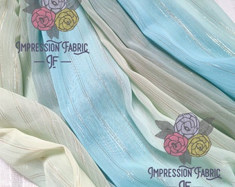 Blue Green Ombre Chiffon Fabric Lightweight Sheer Dress Fabric By The Yard - 55.1" Wide