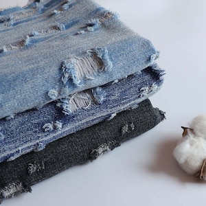 Moss Home  Made in the USA - Frayed Up Denim Fabric by the Yard