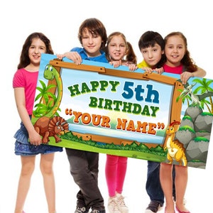 Dinosuar Lover Happy Birthday Vinyl Banner Personalized Customized