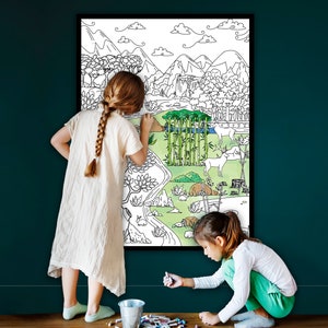 Woodland Animals Coloring Page, Forest Coloring sheet, Jumbo Coloring book pages, Large Kids Activity