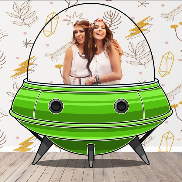 Green Spaceship Photo Prop, Spacecraft DIY, Personalized, Customized, Photo booth Selfie Frame