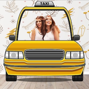 Taxi Cab Photo Prop, Yellow Cab DIY Party Prop, Photo Booth Selfie Frame
