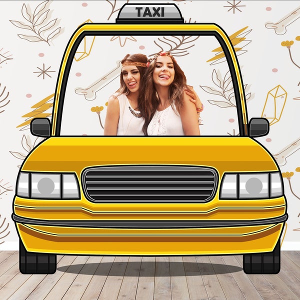 Taxi Cab Photo Prop, Yellow Cab DIY Party Prop, Photo Booth Selfie Frame