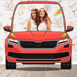 Red Car Photo Booth Frame: Vehicle Theme DIY Party Props