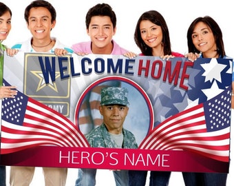 Welcome Home Military Banner, Deployment Homecoming Banner, Military Homecoming Sign, Navy, Army, Marines Banner, Welcome Home Sign, Custom