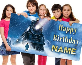 The Polar Express Birthday Banner Vinyl or Poster Personalized Customized