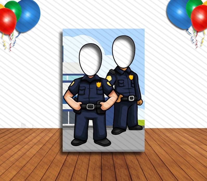 Policeman Face Cutout Hole In Face Party Selfie Photo Prop Etsy