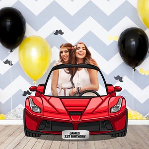 Red Ferrari Car Photo Prop, Sports Car DIY, Personalized, Customized, Photo booth Selfie Frame