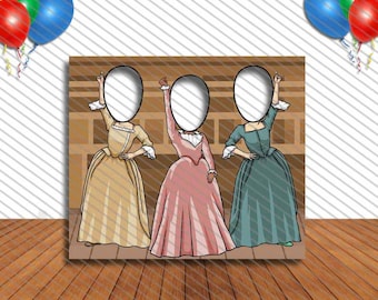 Hamilton Musical Party Prop: Schuyler Sisters DIY Hole In Face Cutout Banner (36x42&quot;)