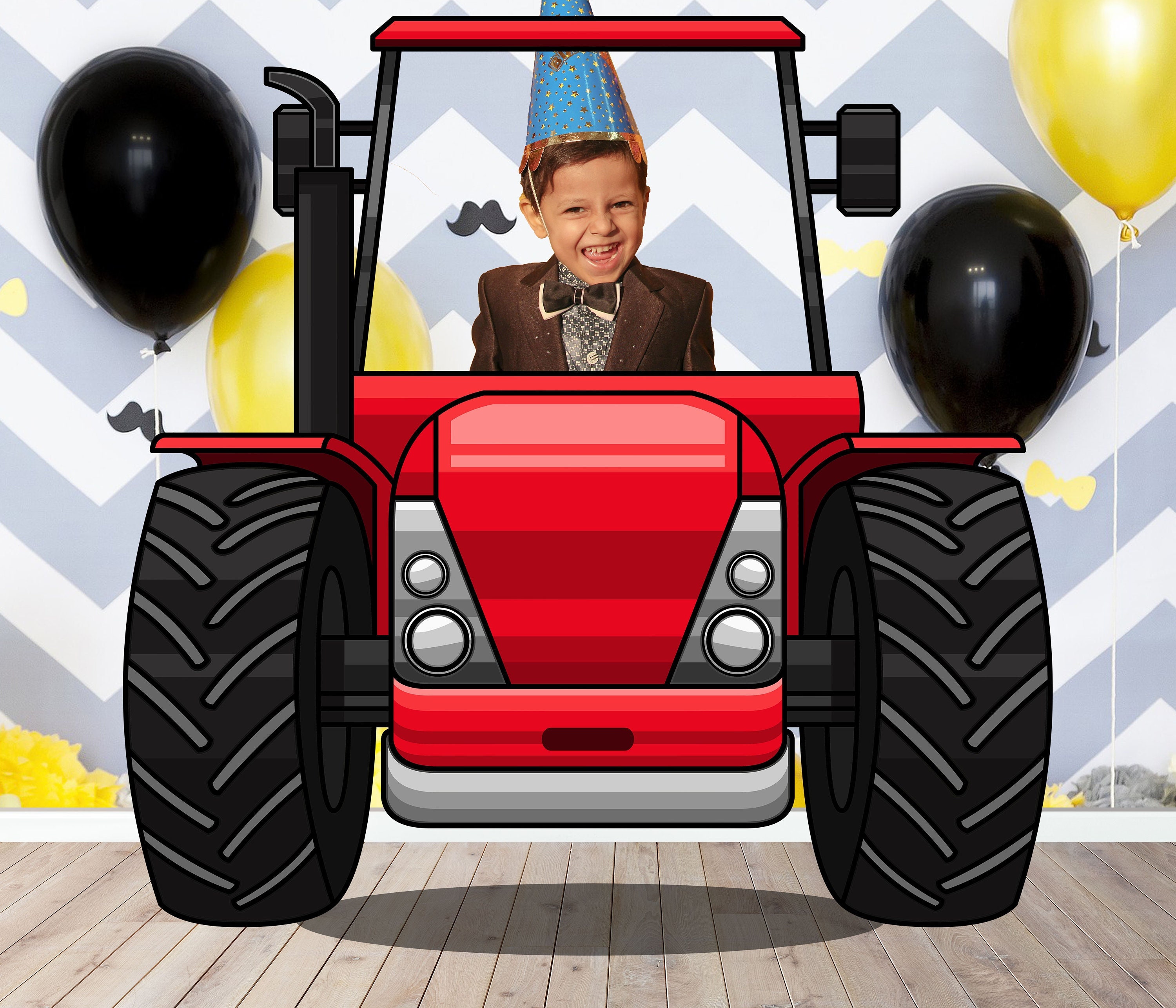 Tractor, Photo Booth Selfie Frame, DIY Poster, Farm Vehicle Theme Party ...