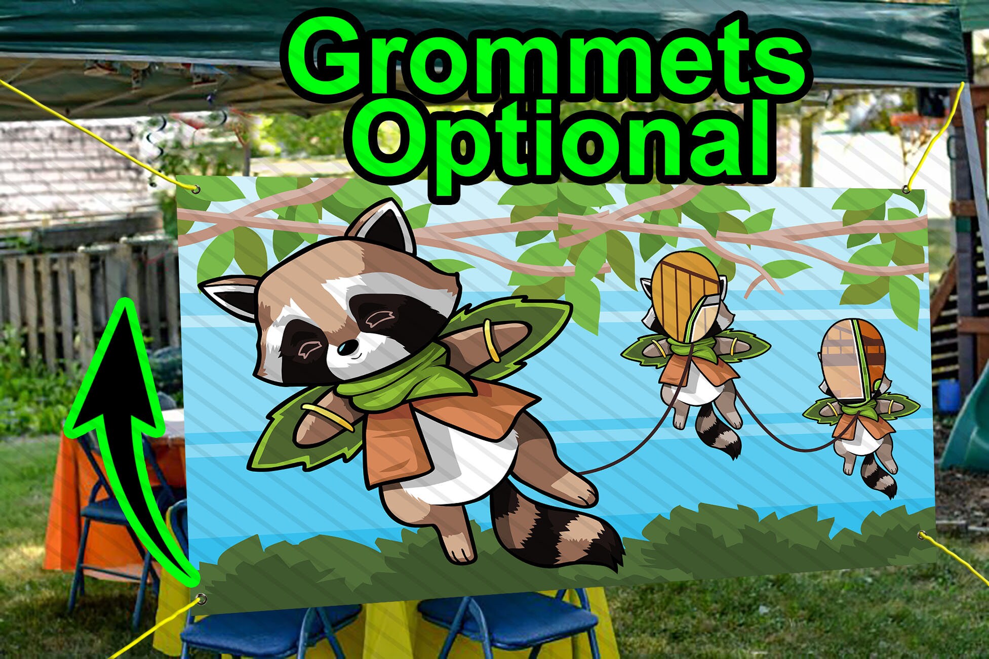 Flying Raccoons Party Photo Booth Prop: Animal Theme Face Hole Standee ...