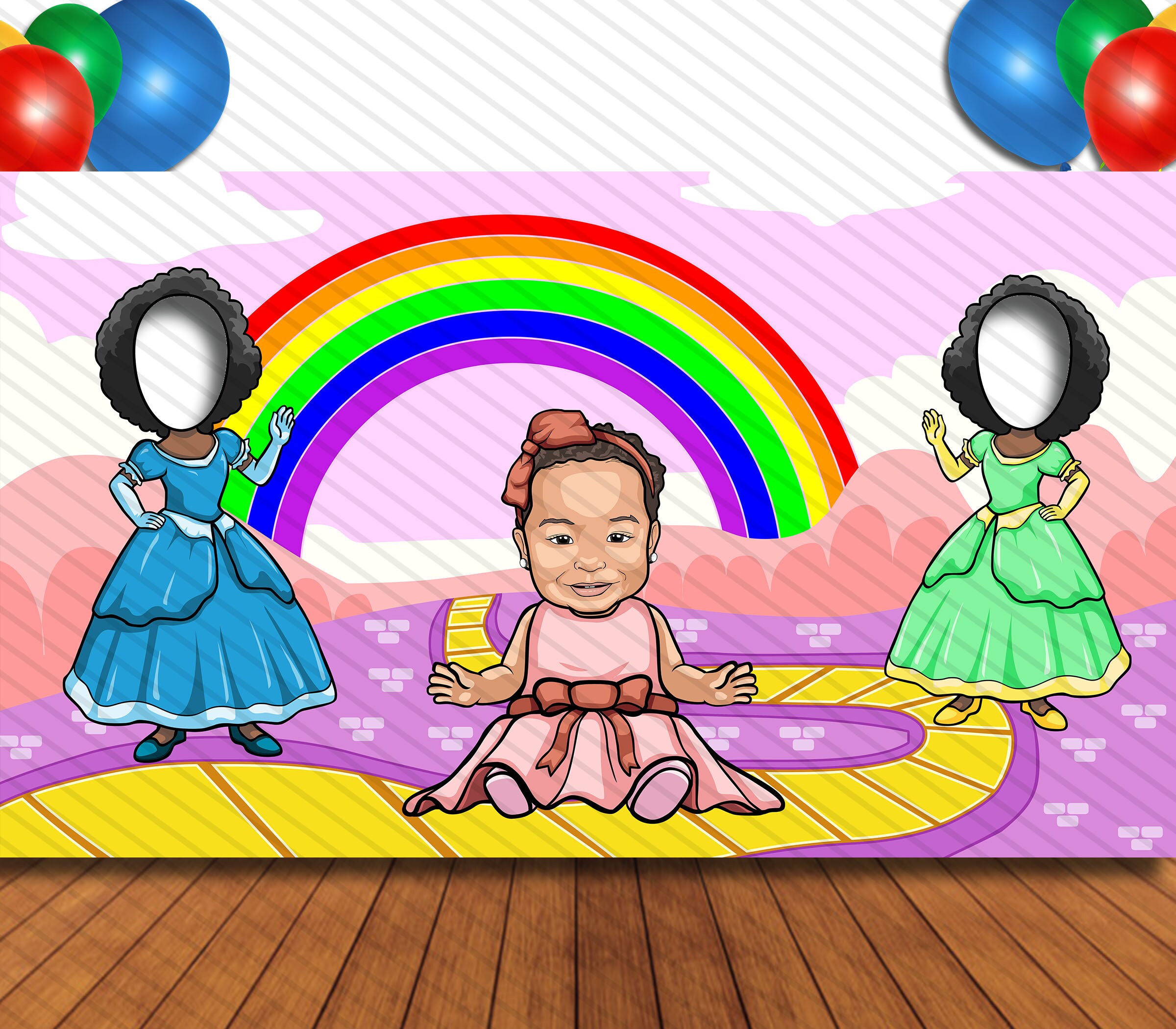 African Princess Theme Baby Birthday Custom Artwork Hole in Face Party Selfie Photo Prop Party Decoration