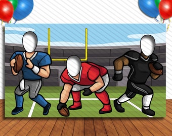 Football, Hole in Face Cutout Banner, 42x72" Standee, DIY Party Selfie Backdrop Props