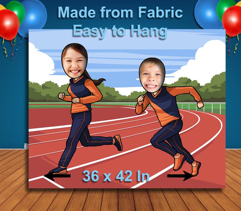 Track and Field, Hole in Face Cutout Banner, 36x42