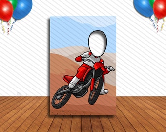 Dirt Bike, Hole in Face, Party Selfie  Photo Prop, Motocross Decoration