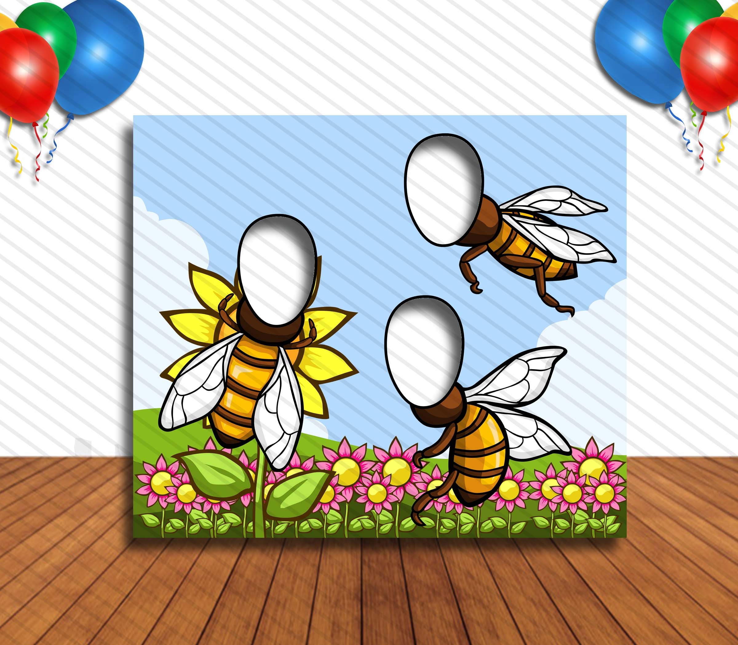 Bee Face Cutout Hole in Face Party Selfie Photo Prop Spring Decoration