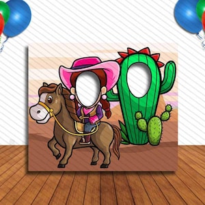 Cowgirl and Cactus, Hole in Face, Party Selfie  Photo Prop, Western Decoration