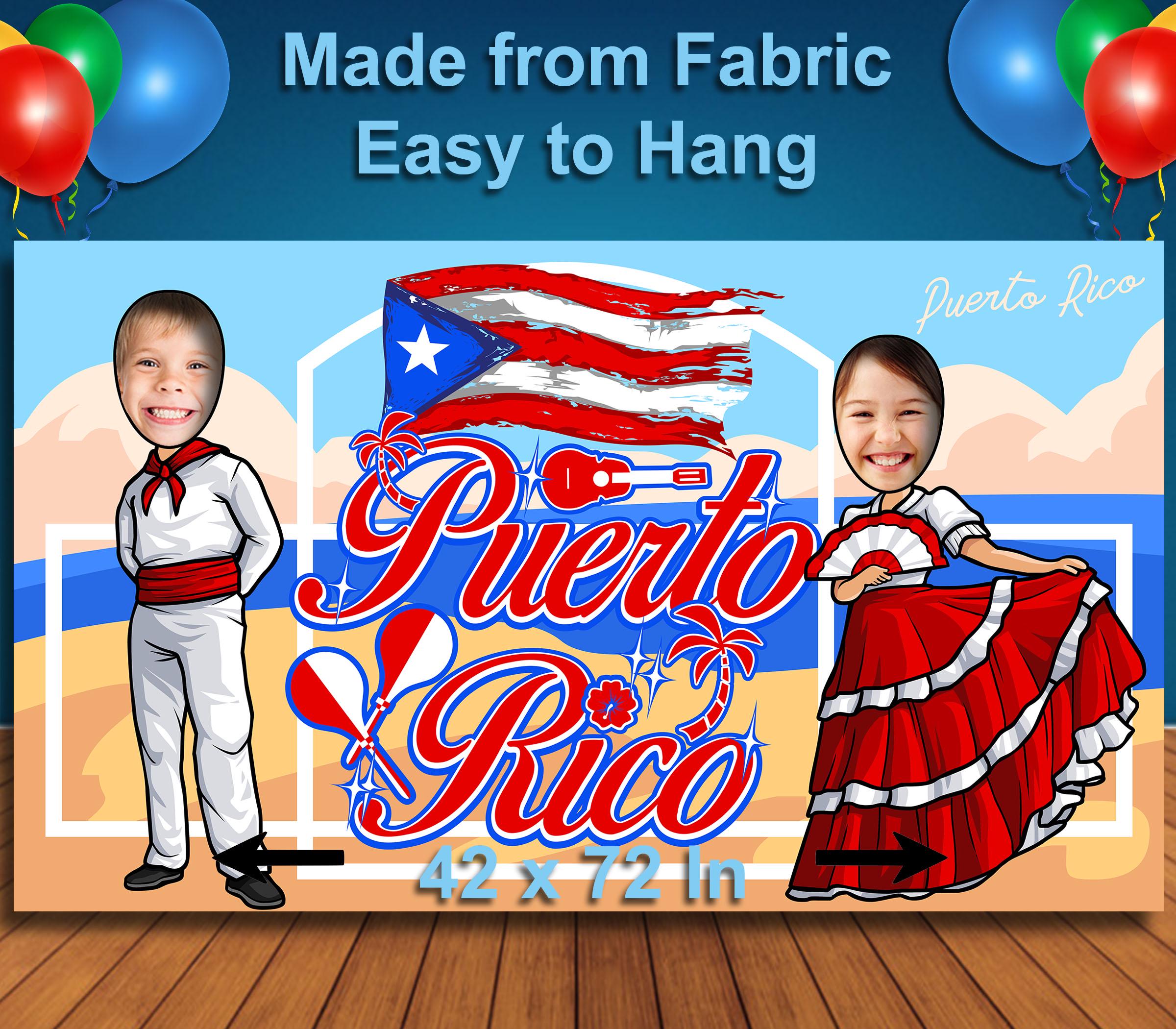 BELECO Puerto Rico-Hintergrund Aus Stoff – 2,1 X 1,5 M, Motiv: Flagge über San Juan, Für Fotoshootings & Partys