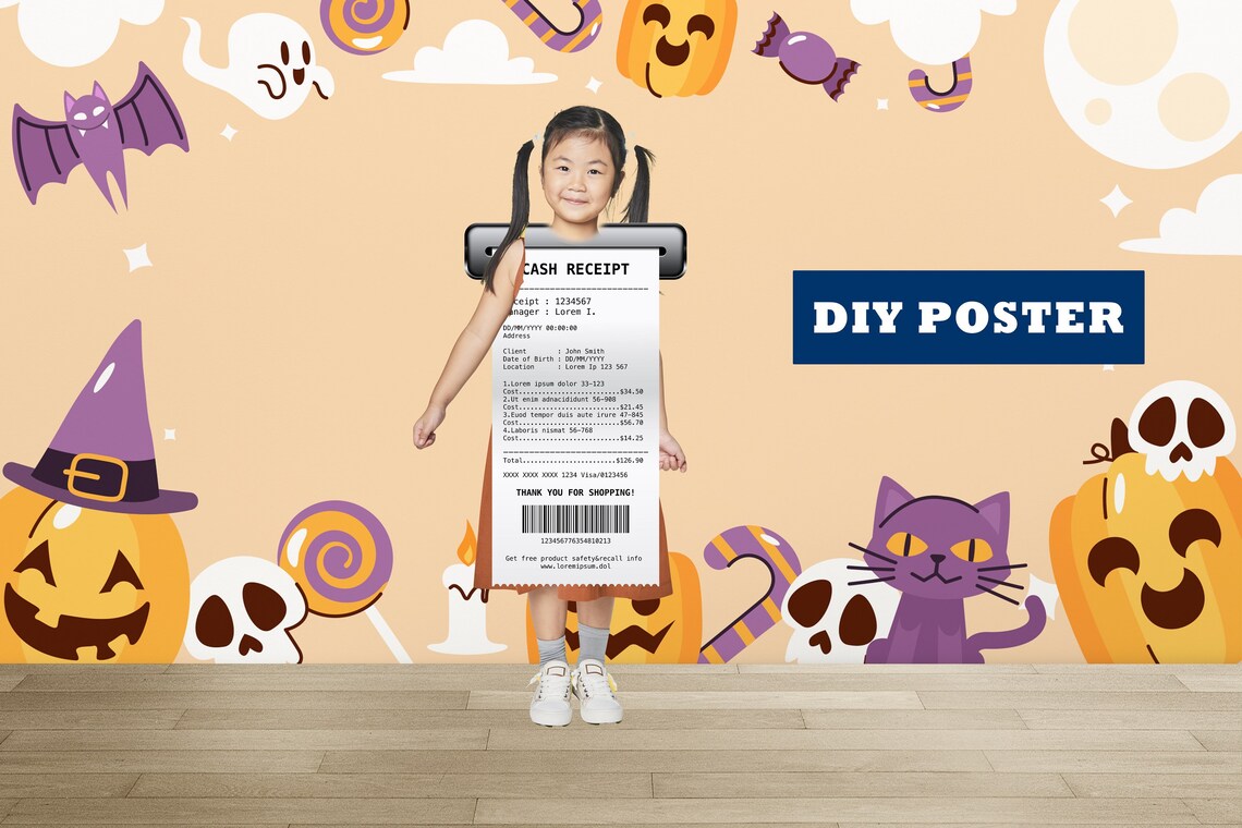 Cash Receipt Halloween Costume, Photo Prop, DIY Poster, Photo Booth ...
