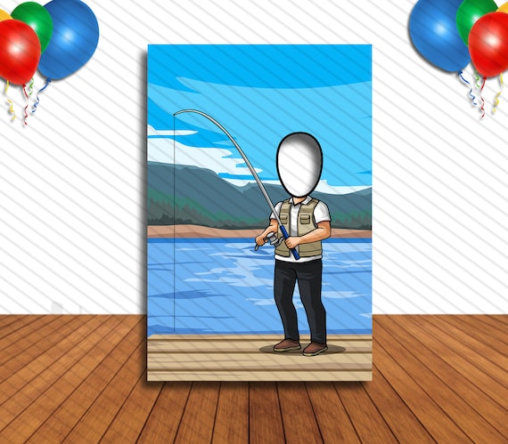 Recreational Fishing Face in Hole, Face Cutout, Head in Hole, Party Selfie  Photo Booth Prop, Fisherman Birthday Party 