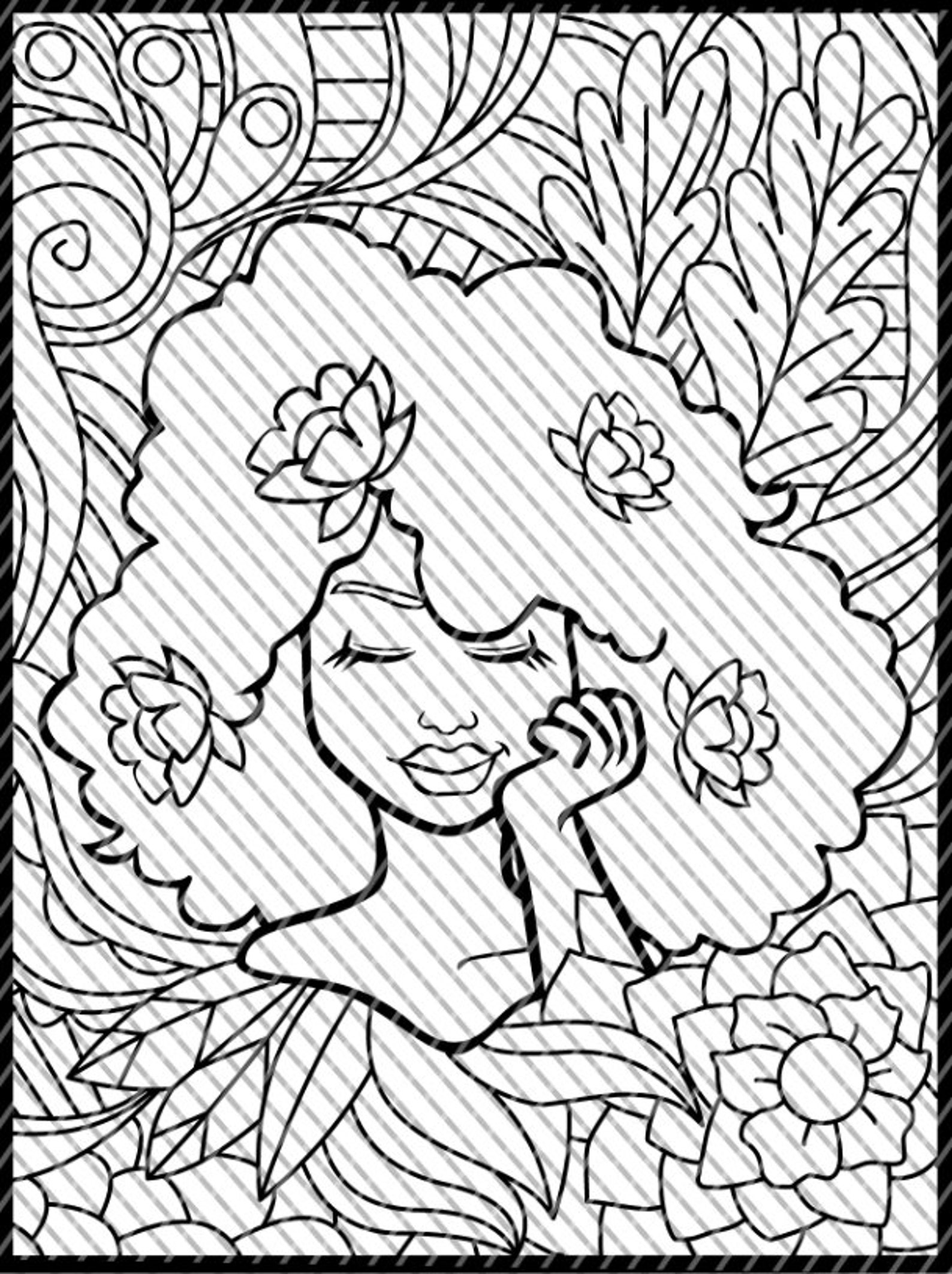 Large Afrocentric Melanin Queen Coloring Page Natural Hair | Etsy