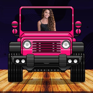 Pink Car Photo Booth Frame: Vehicle Theme Party Prop (DIY)