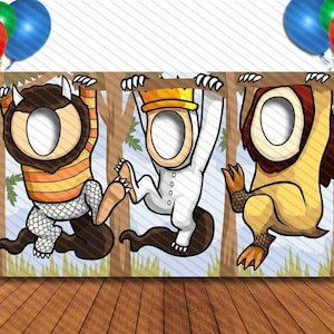 Where the Wild Things Are, Animal Movie Theme, 42x72&quot; Photo Standee, Face Hole Cutout, Face in Hole, Fun Party Selfie Photo Prop