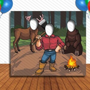 Lumberjack, Wild Forest Theme, 36x42" Photo Standee, Face Hole Cutout, Face in Hole, Fun Party Selfie Photo Prop