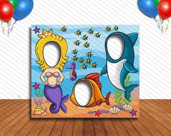 LITTLE MERMAID BACKDROP Happy Birthday Party Photo Background Banner