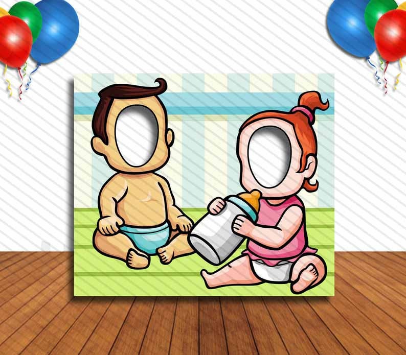 Gender Reveal, Hole in Face, Party Selfie  Photo Prop, Party Game Decoration