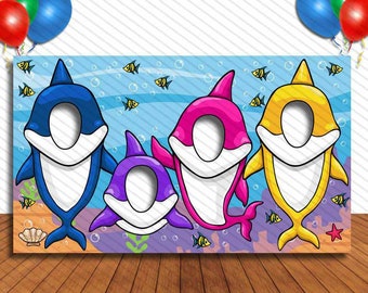 Shark, Hole in Face, Party Selfie  Photo Prop, Family Shark Decoration