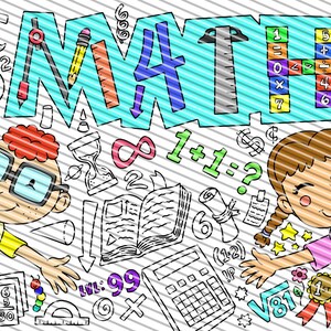 MATH Coloring Page, Coloring Sheet for Kids, Jumbo Coloring Book Pages ...