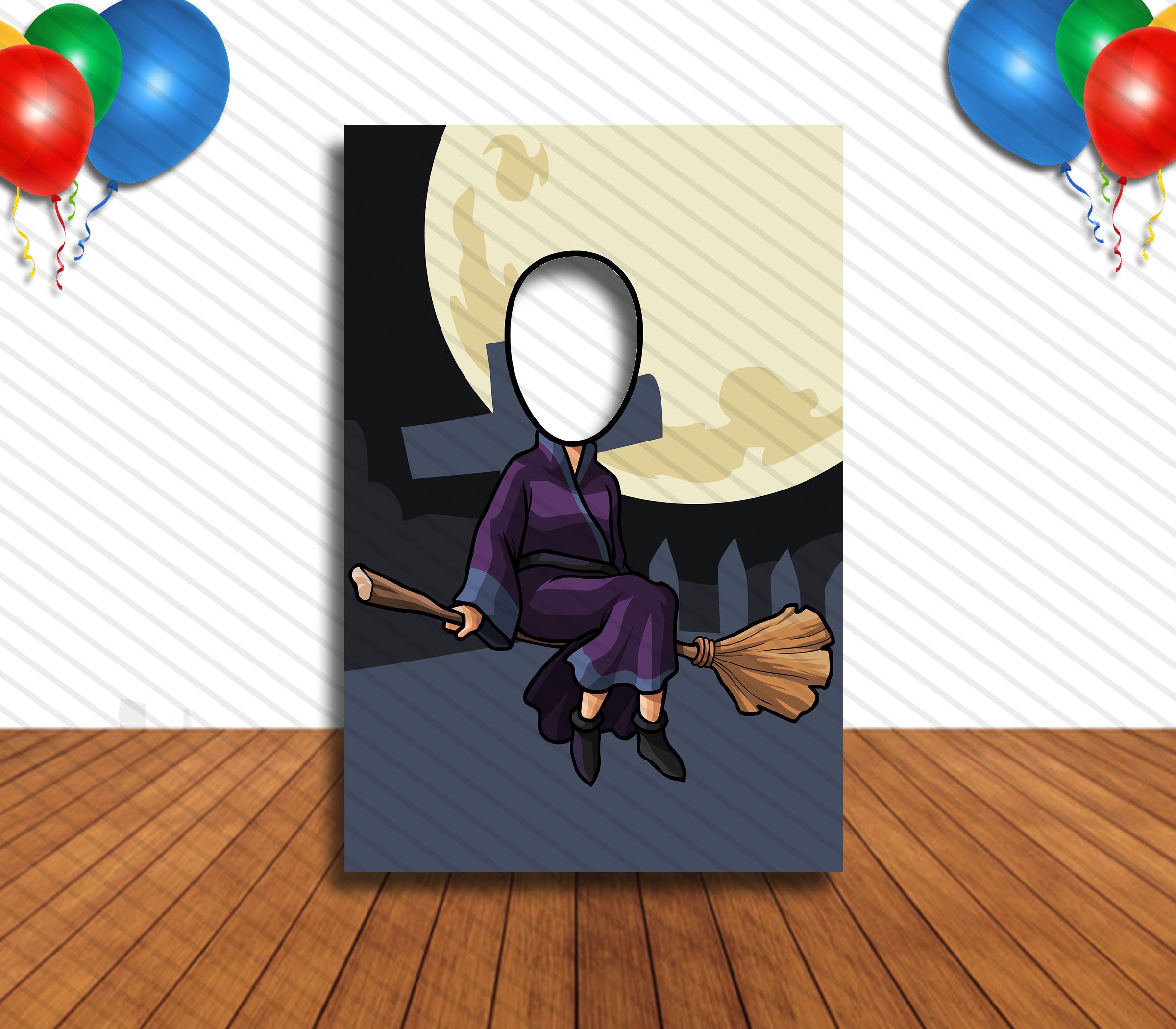 Witch on Broom Face in Hole Face Cutout Head in Hole Party | Etsy