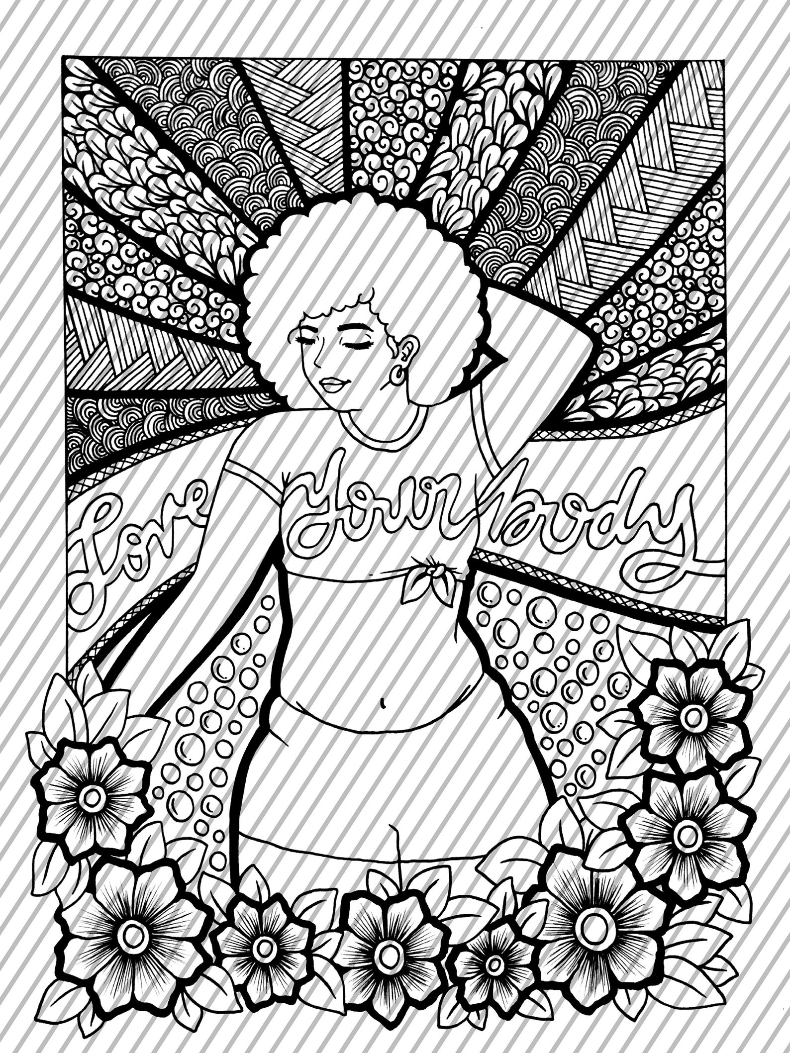 Love Your Body Self Care Coloring Page Large Coloring Sheet - Etsy